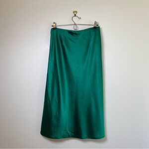 Milly Emerald Green Satin Slip Skirt - S
